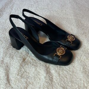 Versace Black Medusa Block Heels